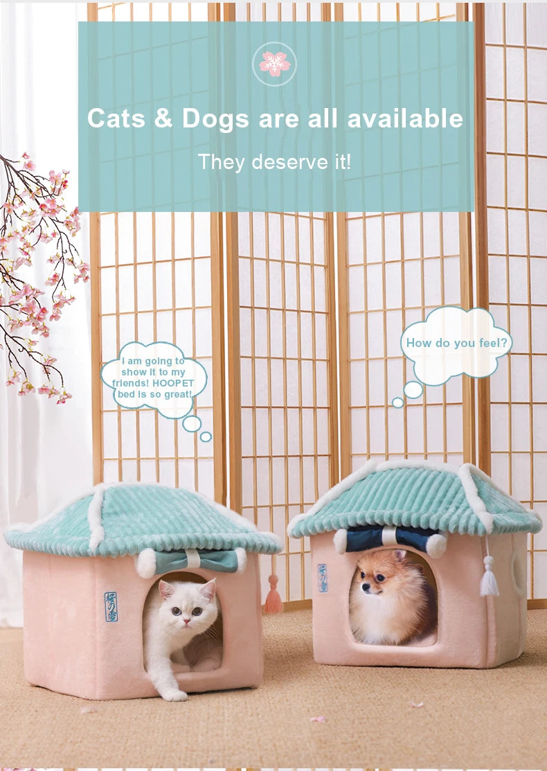 Maisonnette pour chat entièrement fermée, niche d'hiver chaude, couchage ultra doux pour chiot, fournisseurs de niches pour chats