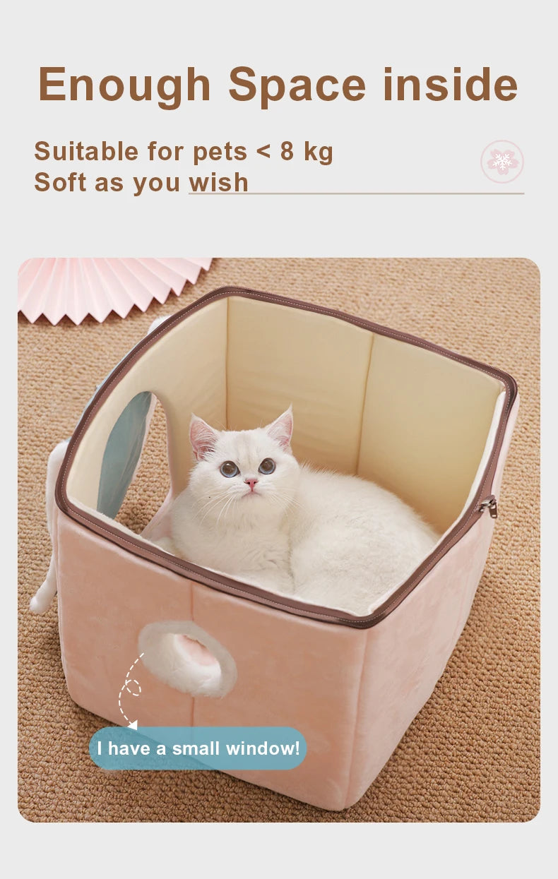 Maisonnette pour chat entièrement fermée, niche d'hiver chaude, couchage ultra doux pour chiot, fournisseurs de niches pour chats