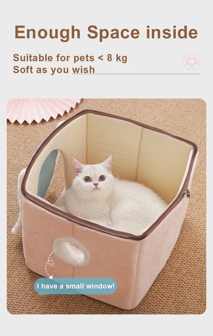 Maisonnette pour chat entièrement fermée, niche d'hiver chaude, couchage ultra doux pour chiot, fournisseurs de niches pour chats