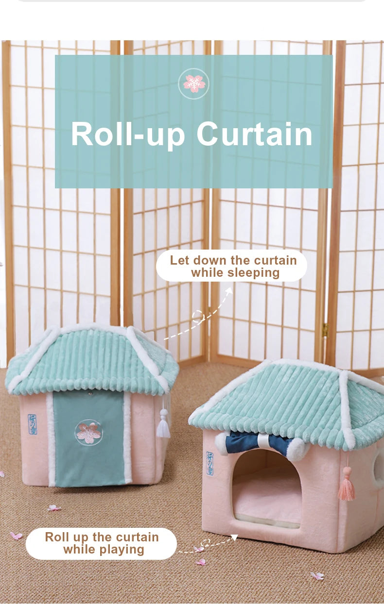 Maisonnette pour chat entièrement fermée, niche d'hiver chaude, couchage ultra doux pour chiot, fournisseurs de niches pour chats