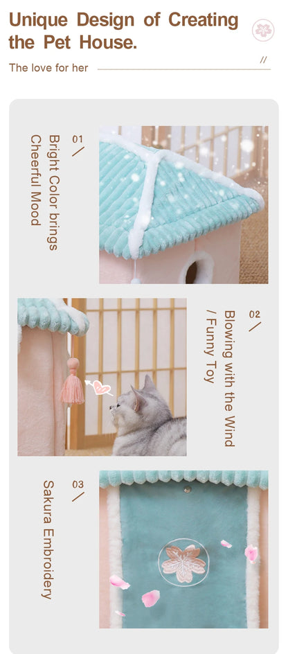 Maisonnette pour chat entièrement fermée, niche d'hiver chaude, couchage ultra doux pour chiot, fournisseurs de niches pour chats