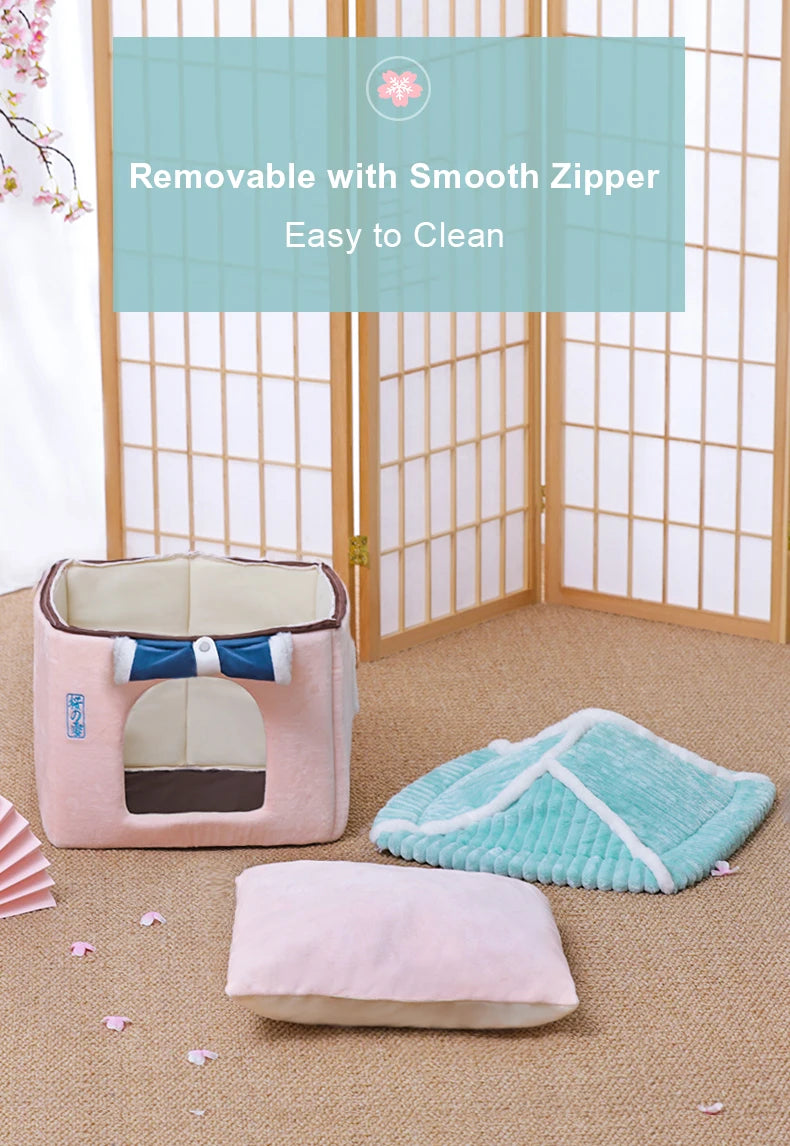 Maisonnette pour chat entièrement fermée, niche d'hiver chaude, couchage ultra doux pour chiot, fournisseurs de niches pour chats