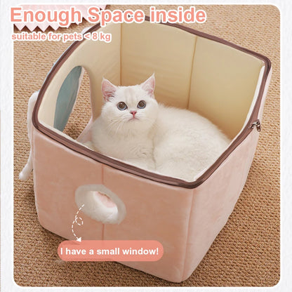 Maisonnette pour chat entièrement fermée, niche d'hiver chaude, couchage ultra doux pour chiot, fournisseurs de niches pour chats