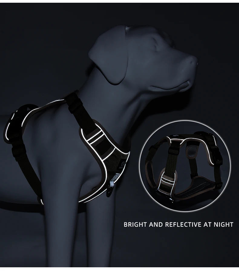 Ensemble harnais et laisse pour chien résistants, sangle réfléchissante, sangles de poitrine et de dos réglables, équipement de sécurité pour animaux | Harnais réglable pour chien
