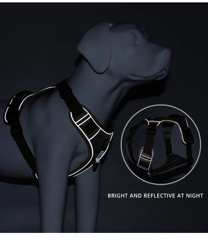 Ensemble harnais et laisse pour chien résistants, sangle réfléchissante, sangles de poitrine et de dos réglables, équipement de sécurité pour animaux | Harnais réglable pour chien