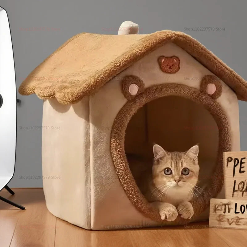 Nid pour chat quatre saisons 2025, lit chaud pour chien, coussin doux amovible, abri d'hiver confortable pour petits chiens et chats