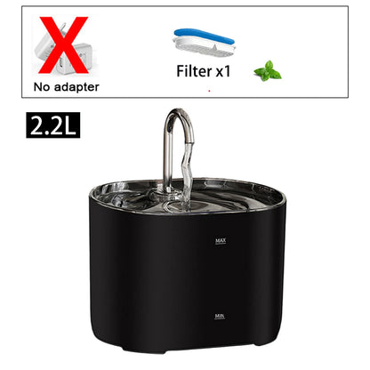 Fontaine à eau pour chat, fontaine à eau pour animaux de compagnie pour chats à l'intérieur, 1 filtre, pompe ultra-silencieuse, fontaine à eau pour chien et animal de compagnie de 2,2 L/73 oz