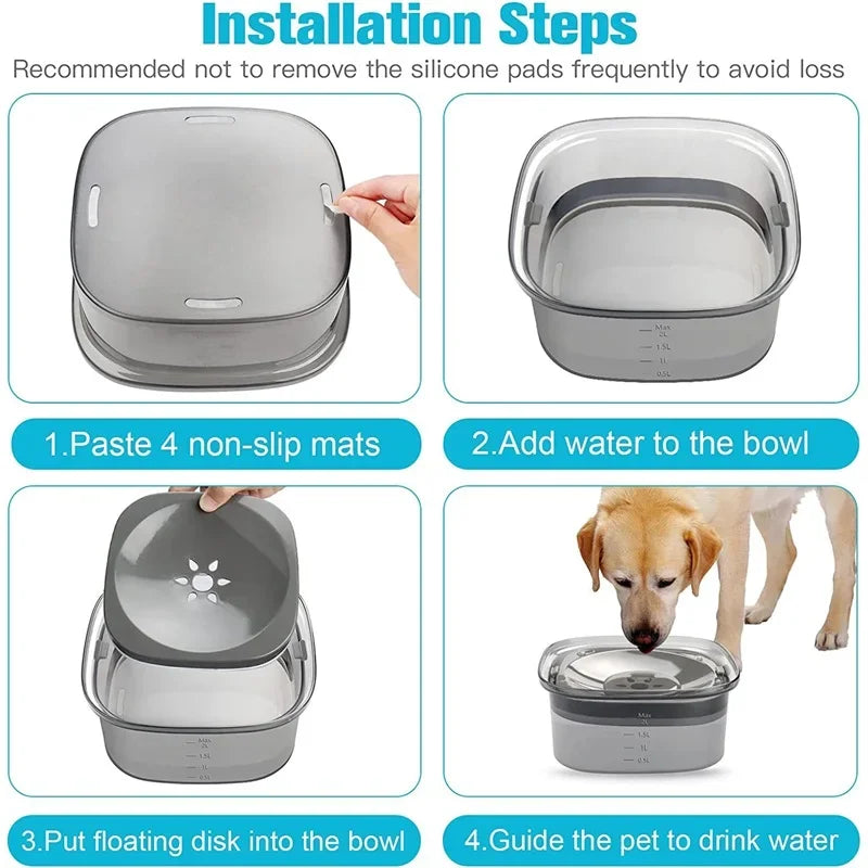 Gamelles flottantes pour chiens et chats, 2 L, anti-éclaboussures, grande capacité, pour petits, moyens et grands chiens.