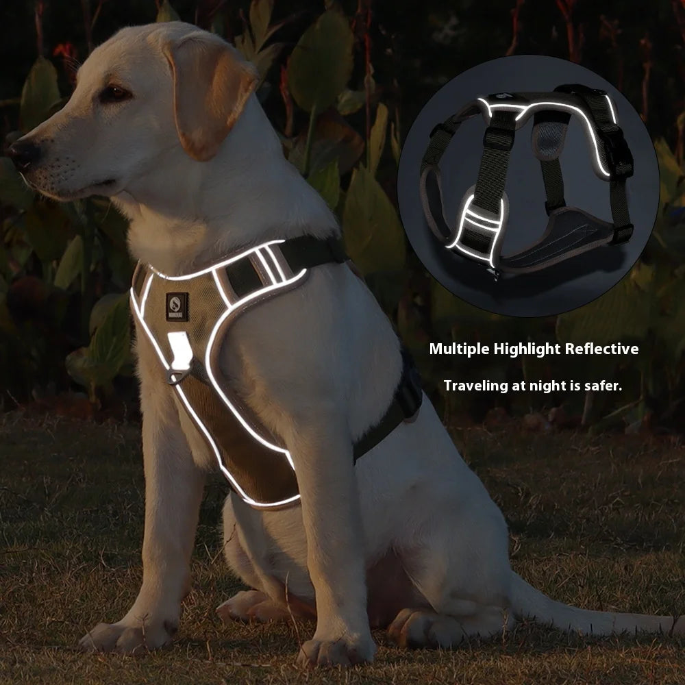 Harnais réfléchissant réglable pour chien de taille moyenne et grande, gilet d'entraînement en tissu Oxford militaire pour promener le chien, confortable et durable