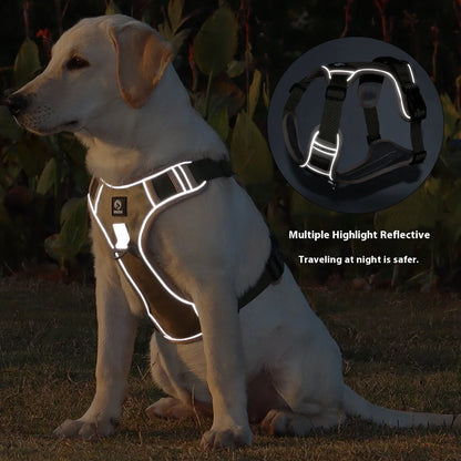 Harnais réfléchissant réglable pour chien de taille moyenne et grande, gilet d'entraînement en tissu Oxford militaire pour promener le chien, confortable et durable