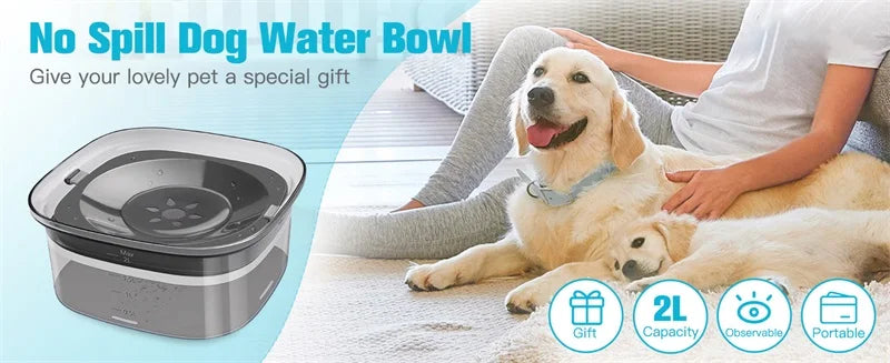 Gamelles flottantes pour chiens et chats, 2 L, anti-éclaboussures, grande capacité, pour petits, moyens et grands chiens.