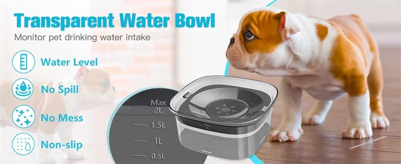 Gamelles flottantes pour chiens et chats, 2 L, anti-éclaboussures, grande capacité, pour petits, moyens et grands chiens.