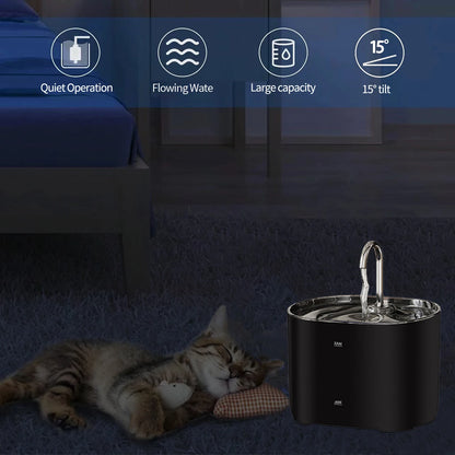 Fontaine à eau pour chat, fontaine à eau pour animaux de compagnie pour chats à l'intérieur, 1 filtre, pompe ultra-silencieuse, fontaine à eau pour chien et animal de compagnie de 2,2 L/73 oz