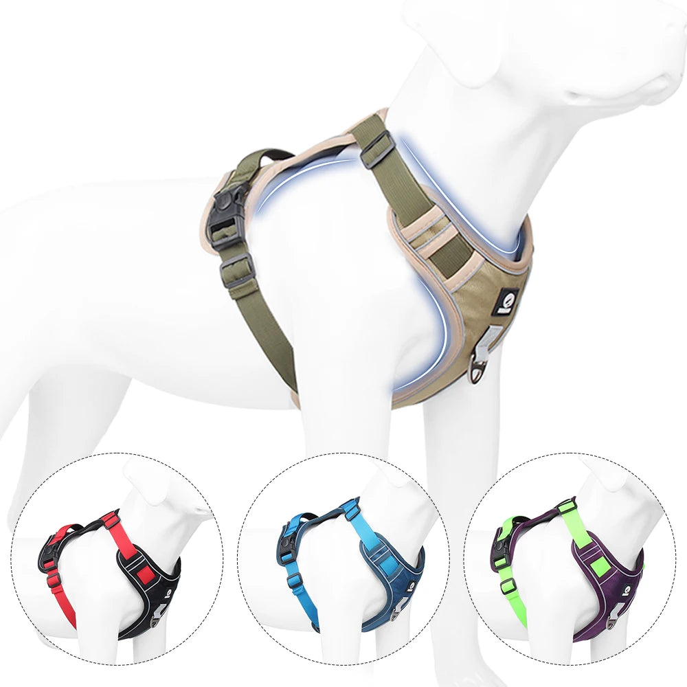 Ensemble harnais et laisse pour chien résistants, sangle réfléchissante, sangles de poitrine et de dos réglables, équipement de sécurité pour animaux | Harnais réglable pour chien