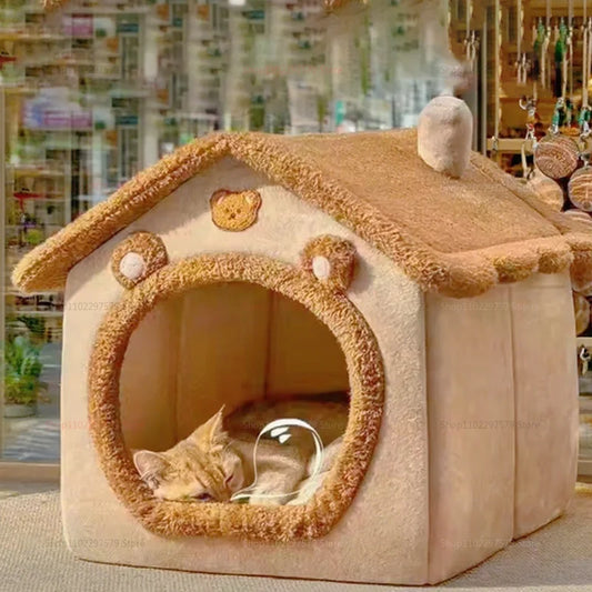 Nid pour chat quatre saisons 2025, lit chaud pour chien, coussin doux amovible, abri d'hiver confortable pour petits chiens et chats