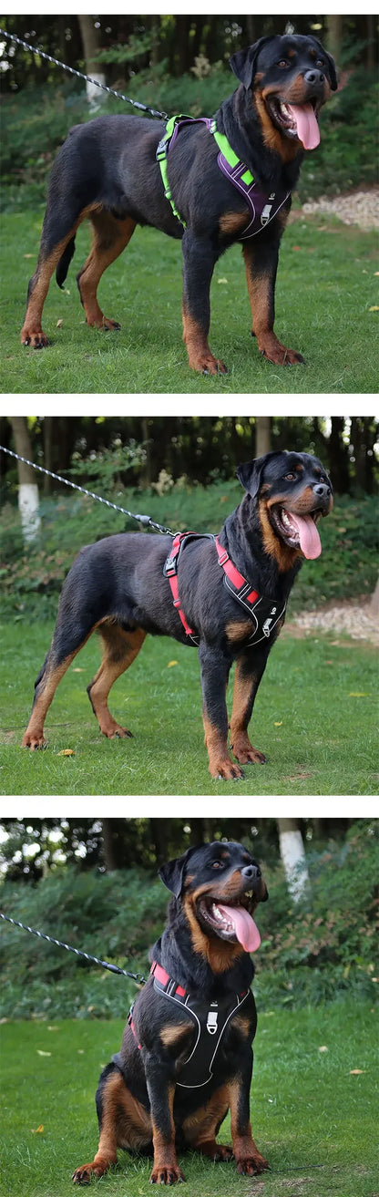 Harnais réfléchissant réglable pour chien de taille moyenne et grande, gilet d'entraînement en tissu Oxford militaire pour promener le chien, confortable et durable