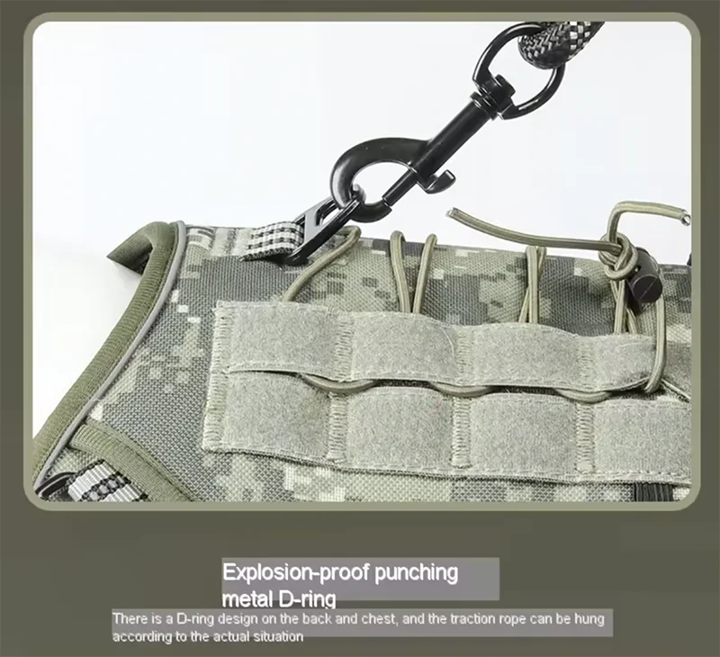 Harnais réfléchissant pour chien, entraînement tactique, anti-traction, gilet pour chien de taille moyenne et grande, laisse de sécurité réglable, harnais militaire pour animaux de compagnie