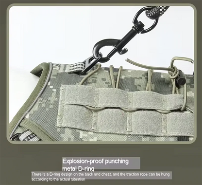 Harnais réfléchissant pour chien, entraînement tactique, anti-traction, gilet pour chien de taille moyenne et grande, laisse de sécurité réglable, harnais militaire pour animaux de compagnie