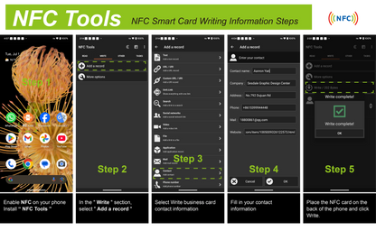 Cartes de visite NFC personnalisées Badge intelligent Étiquettes NFC Carte de visite électronique, matériau PVC imperméable et durable