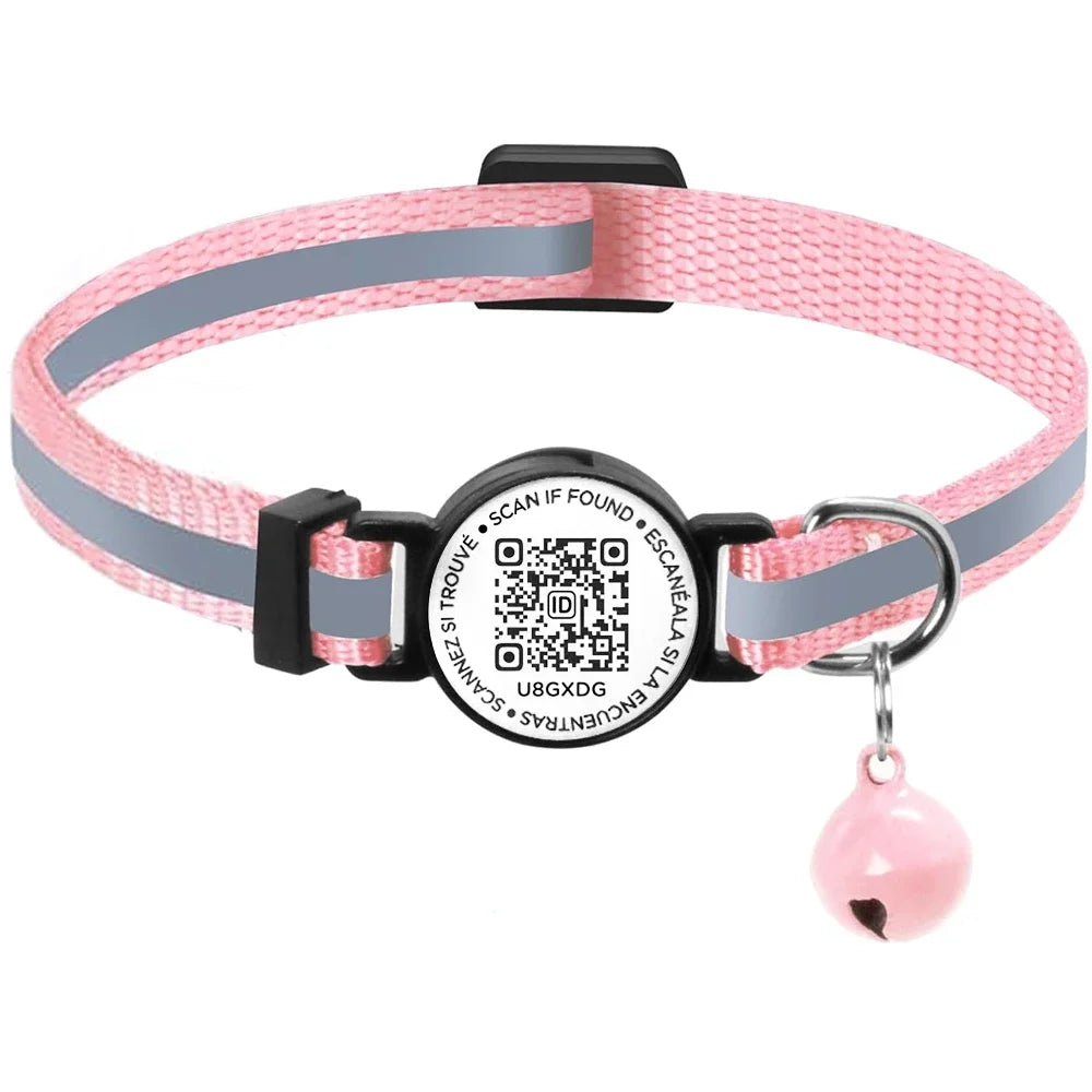 Collier pour chat avec étiquette d'identification à code QR, accessoires pour chiots et chats, colliers réfléchissants pour chatons, étiquette pour chat, libération rapide de sécurité