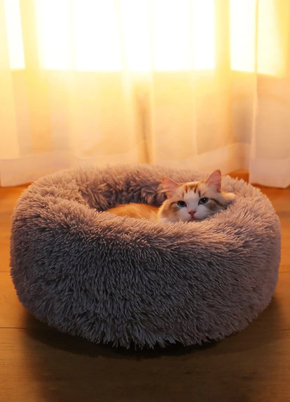 Kimpets Panier rond pour chat et chien, niche antidérapante pour l'hiver, chaud et moelleux, coussin pour chiot