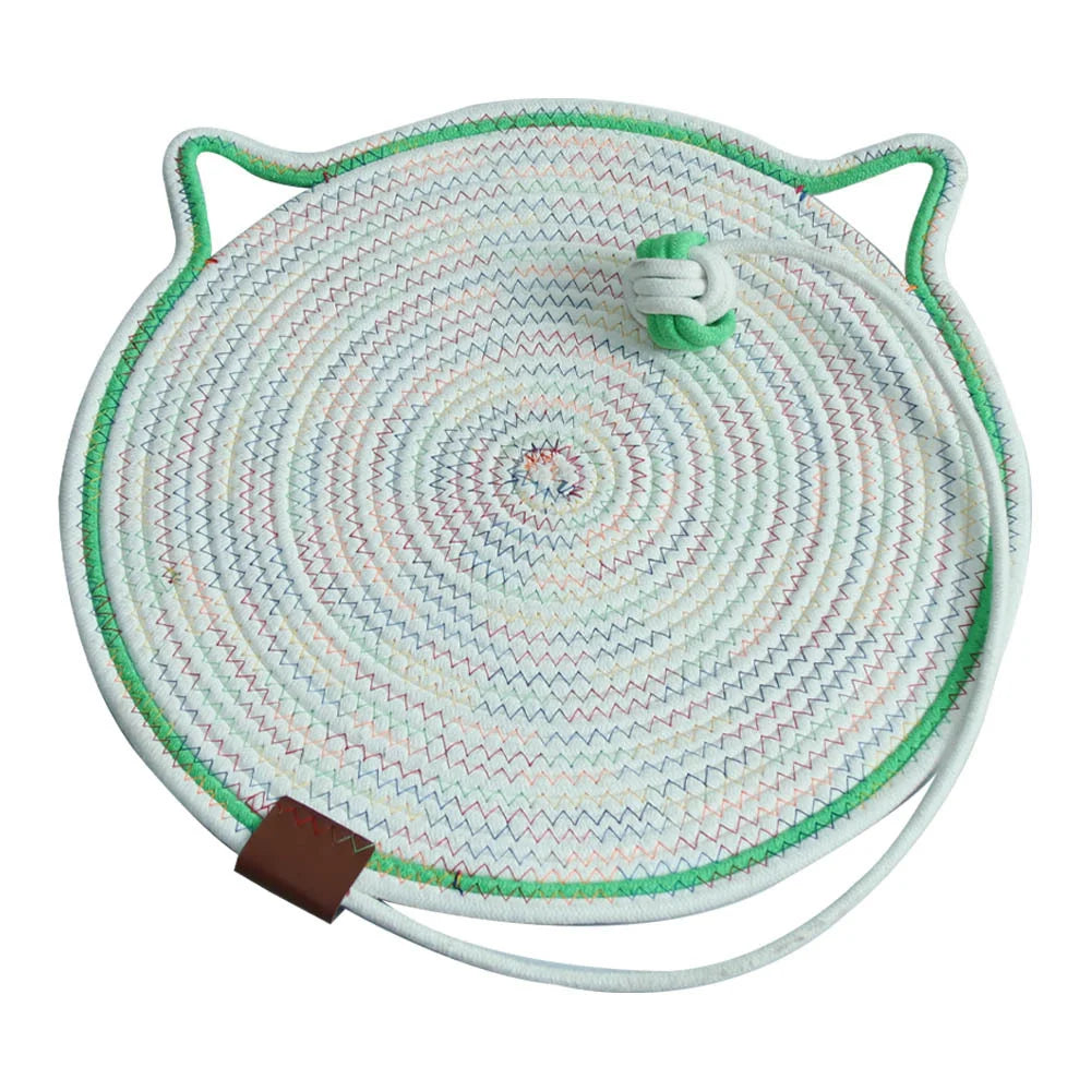 Nid pour chat tissé en pain cuit à la vapeur en forme d'oreille de chat, joli coussin pour chat en corde de coton, lit universel quatre saisons pour animaux de compagnie