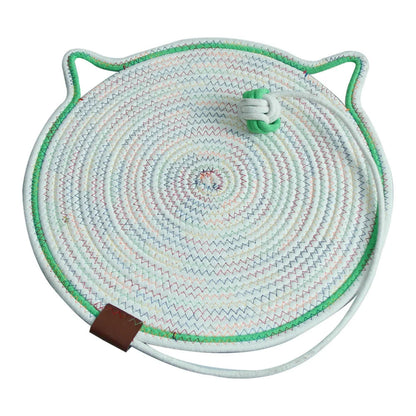 Nid pour chat tissé en pain cuit à la vapeur en forme d'oreille de chat, joli coussin pour chat en corde de coton, lit universel quatre saisons pour animaux de compagnie