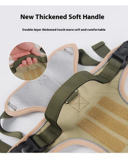 Harnais réfléchissant réglable pour chien de taille moyenne et grande, gilet d'entraînement en tissu Oxford militaire pour promener le chien, confortable et durable