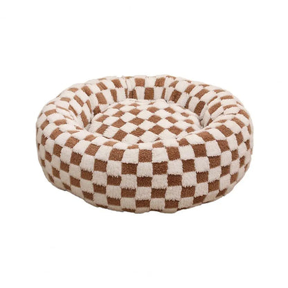 Panier rond pour chien avec bords surélevés, nid rond en peluche pour chat avec fond antidérapant, panier confortable pour petits chiens et chats.