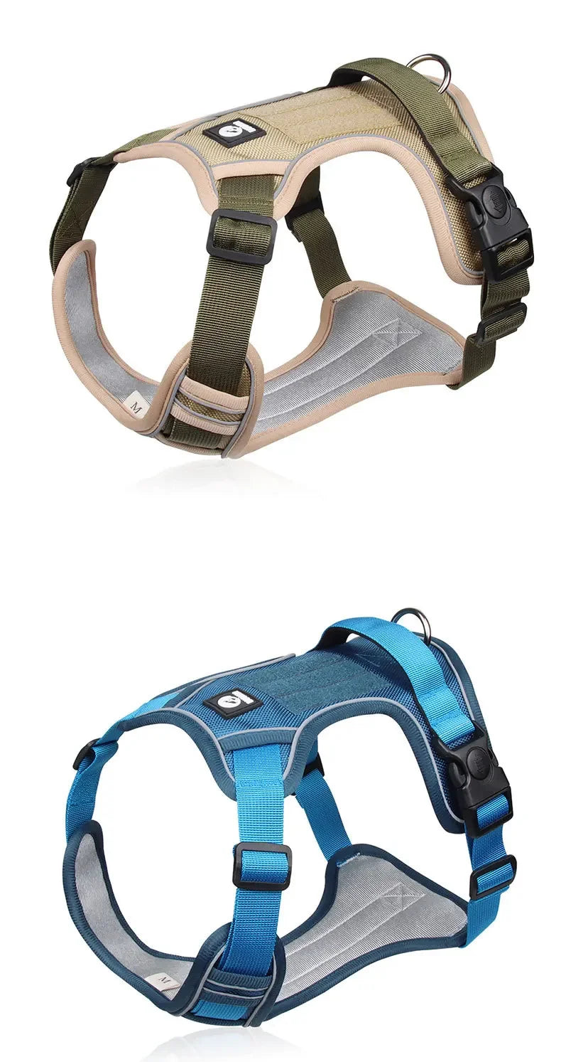 Harnais réfléchissant réglable pour chien de taille moyenne et grande, gilet d'entraînement en tissu Oxford militaire pour promener le chien, confortable et durable