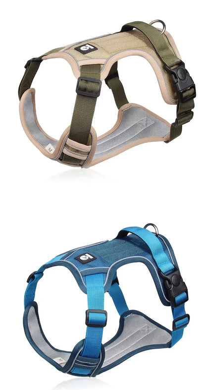Harnais réfléchissant réglable pour chien de taille moyenne et grande, gilet d'entraînement en tissu Oxford militaire pour promener le chien, confortable et durable