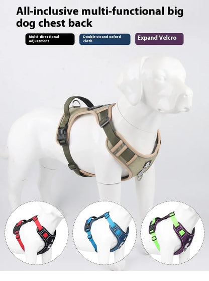 Harnais réfléchissant réglable pour chien de taille moyenne et grande, gilet d'entraînement en tissu Oxford militaire pour promener le chien, confortable et durable