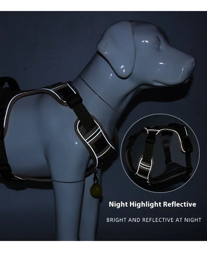 Harnais réfléchissant réglable pour chien de taille moyenne et grande, gilet d'entraînement en tissu Oxford militaire pour promener le chien, confortable et durable