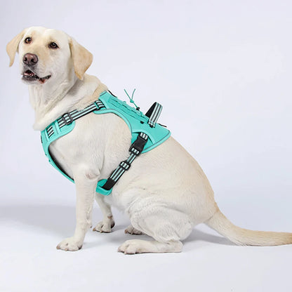 Harnais réfléchissant pour chien, entraînement tactique, anti-traction, gilet pour chien de taille moyenne et grande, laisse de sécurité réglable, harnais militaire pour animaux de compagnie