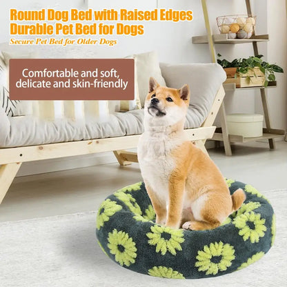 Panier rond pour chien avec bords surélevés, nid rond en peluche pour chat avec fond antidérapant, panier confortable pour petits chiens et chats.