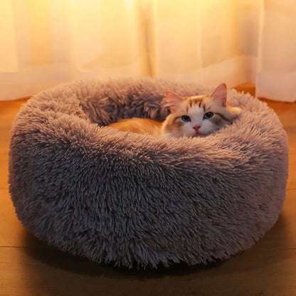 Kimpets Panier rond pour chat et chien, niche antidérapante pour l'hiver, chaud et moelleux, coussin pour chiot