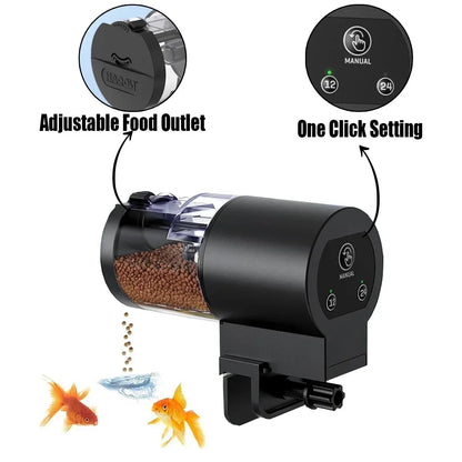 Distributeur automatique de nourriture pour poissons 2025 100 ml - Programmable et numérique avec minuterie, étanche IP66 pour bassins et aquariums à tortues