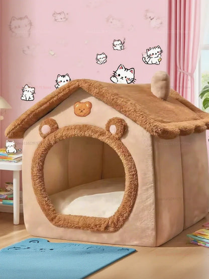Nid pour chat quatre saisons 2025, lit chaud pour chien, coussin doux amovible, abri d'hiver confortable pour petits chiens et chats
