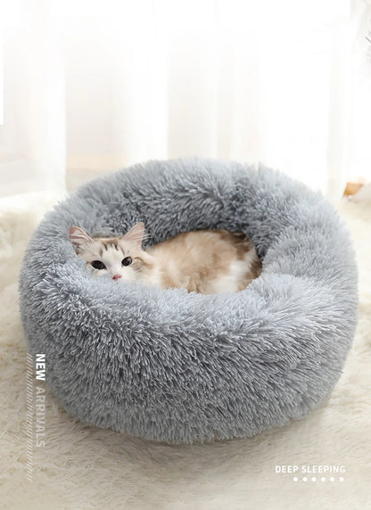 Kimpets Panier rond pour chat et chien, niche antidérapante pour l'hiver, chaud et moelleux, coussin pour chiot