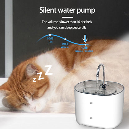 Fontaine à eau pour chat, fontaine à eau pour animaux de compagnie pour chats à l'intérieur, 1 filtre, pompe ultra-silencieuse, fontaine à eau pour chien et animal de compagnie de 2,2 L/73 oz