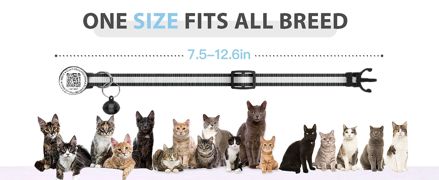 Collier pour chat avec étiquette d'identification à code QR, accessoires pour chiots et chats, colliers réfléchissants pour chatons, étiquette pour chat, libération rapide de sécurité