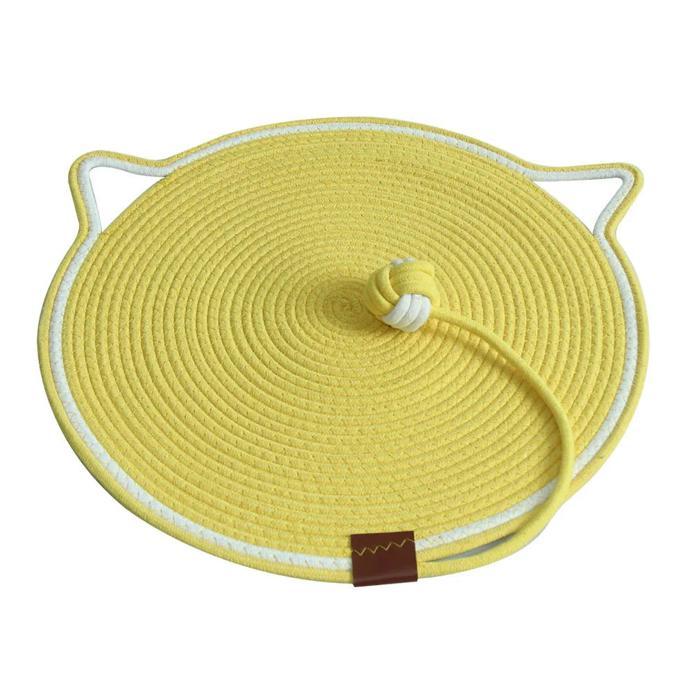 Nid pour chat tissé en pain cuit à la vapeur en forme d'oreille de chat, joli coussin pour chat en corde de coton, lit universel quatre saisons pour animaux de compagnie