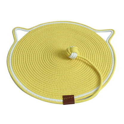 Nid pour chat tissé en pain cuit à la vapeur en forme d'oreille de chat, joli coussin pour chat en corde de coton, lit universel quatre saisons pour animaux de compagnie