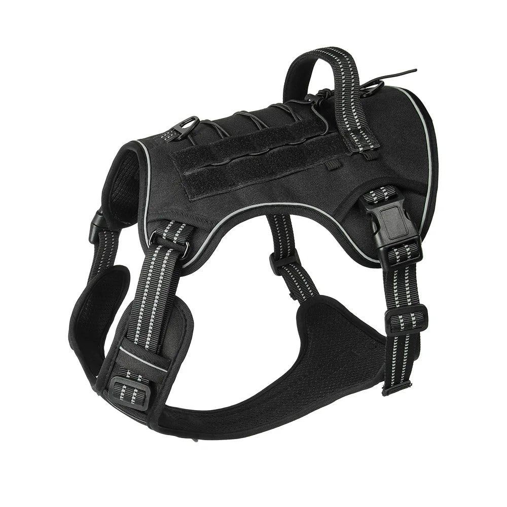 Harnais réfléchissant pour chien, entraînement tactique, anti-traction, gilet pour chien de taille moyenne et grande, laisse de sécurité réglable, harnais militaire pour animaux de compagnie