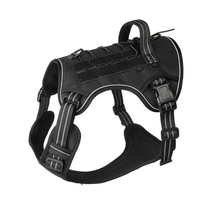 Harnais réfléchissant pour chien, entraînement tactique, anti-traction, gilet pour chien de taille moyenne et grande, laisse de sécurité réglable, harnais militaire pour animaux de compagnie