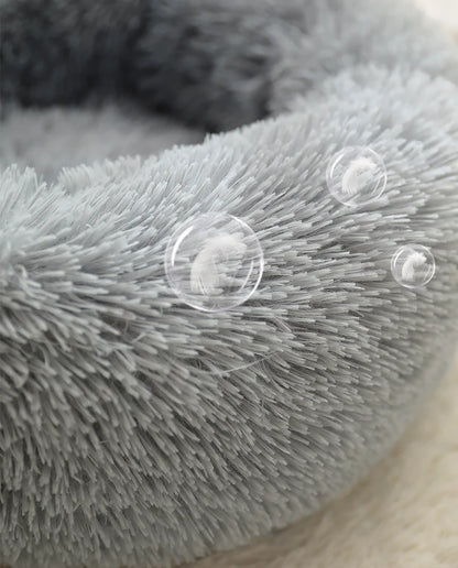 Kimpets Panier rond pour chat et chien, niche antidérapante pour l'hiver, chaud et moelleux, coussin pour chiot