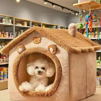 Nid pour chat quatre saisons, doux et chaud, niche pour chien, coussin amovible, confortable, pour l'intérieur et l'extérieur, 2025