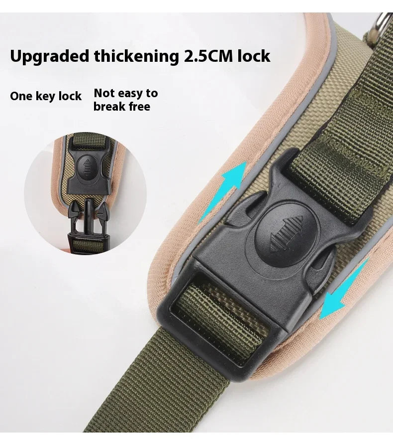 Harnais réfléchissant réglable pour chien de taille moyenne et grande, gilet d'entraînement en tissu Oxford militaire pour promener le chien, confortable et durable