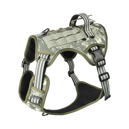 Harnais réfléchissant pour chien, entraînement tactique, anti-traction, gilet pour chien de taille moyenne et grande, laisse de sécurité réglable, harnais militaire pour animaux de compagnie
