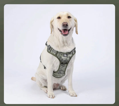 Harnais réfléchissant pour chien, entraînement tactique, anti-traction, gilet pour chien de taille moyenne et grande, laisse de sécurité réglable, harnais militaire pour animaux de compagnie